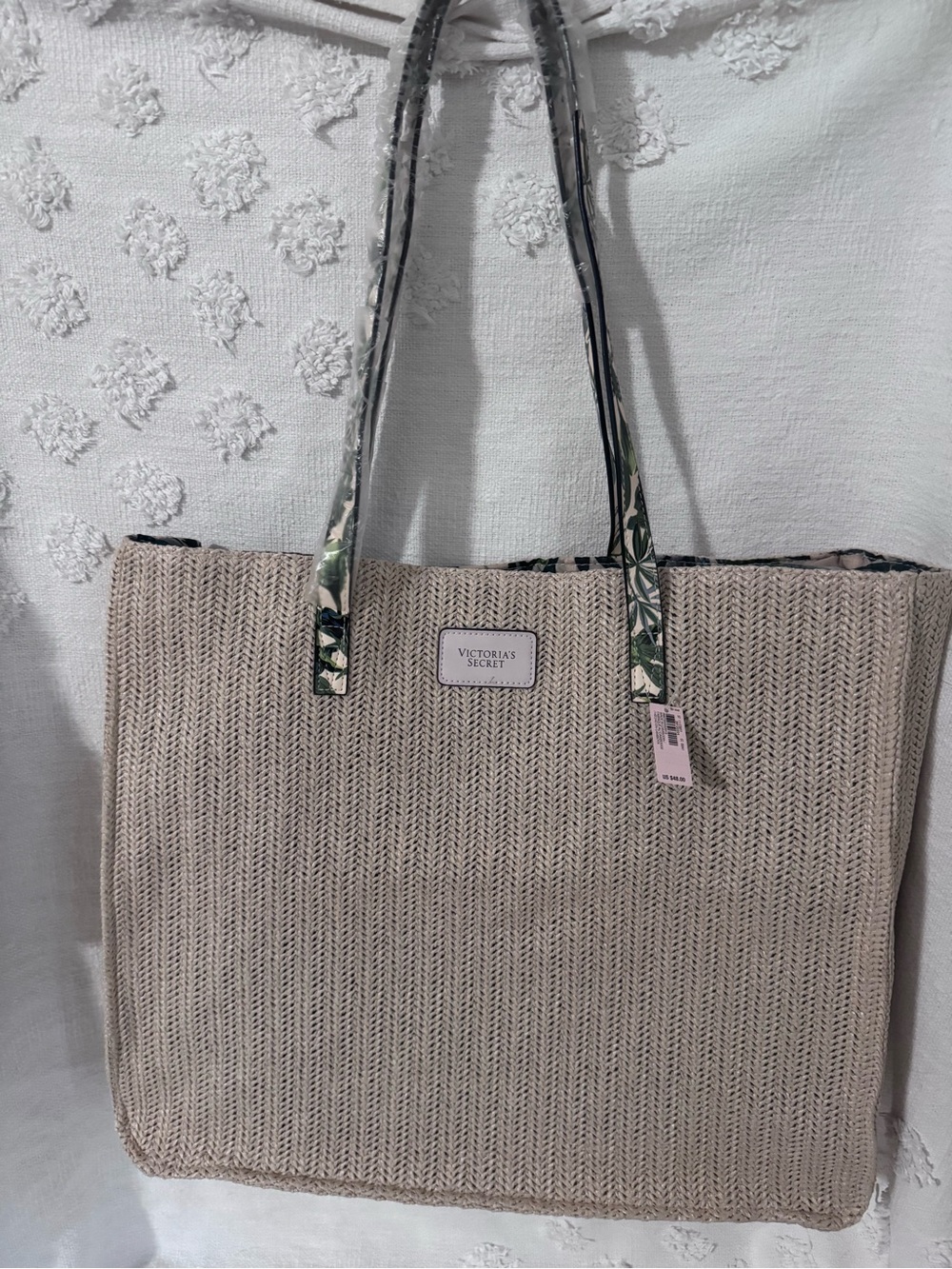 NWT-Victoria’s Secret TOTE Shoulder BEACH WOVEN STRAW WEEKENDER BAG 2020 Ltd Edi